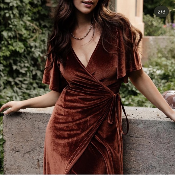 Baltic Born Bronze Meghan Velvet Wrap Maxi Dress Small - Picture 5 of 15